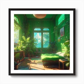 Green Bedroom 1 Art Print