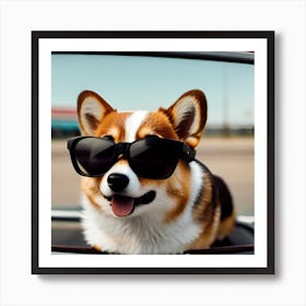 Corgi In Sunglasses 43 Art Print