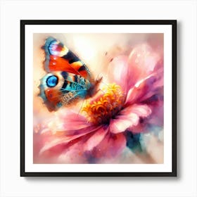 Butterfly On A Flower 4 Art Print