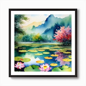 Water Lily Painting 2 Art Print