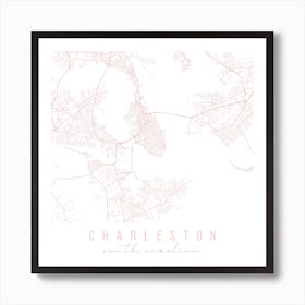 Charleston South Carolina Light Pink Minimal Street Map Square Art Print
