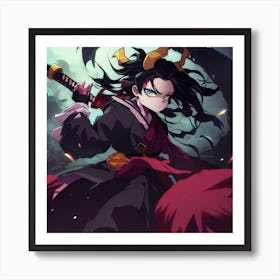 Anime Character With Sword Art Print