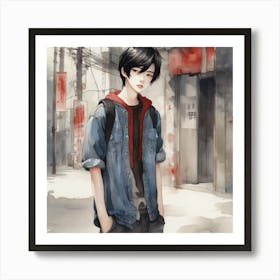 Boy In A City Art Print