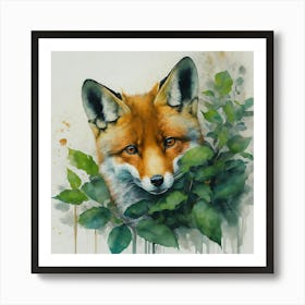 Fox In Hiding Art Print