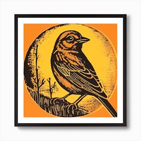 Retro Bird Lithograph Yellowhammer 2 Art Print