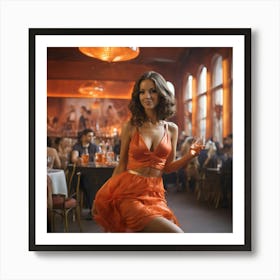 Woman In An Orange Dress Art Print