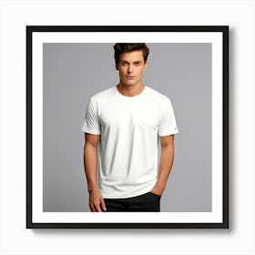 Man Wearing A White T - Shirt 1 Art Print