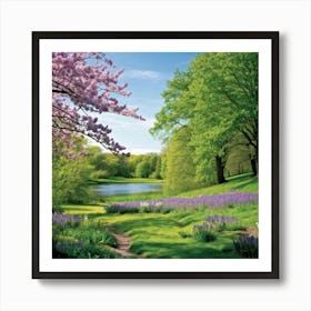 Captivating Composition Of Natures Lush Green Canvas Where An Array Of Spring Blooms From Delicate (1) Art Print