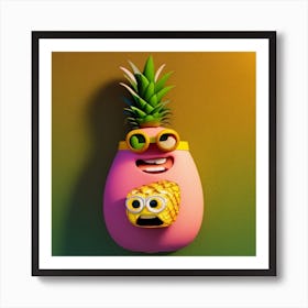 Cartoon Pineapples Art Print