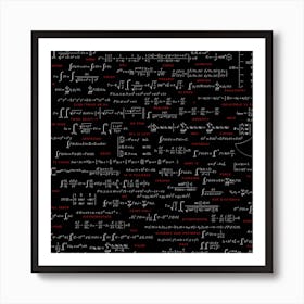 Mathematical Formulas Black Background With Text Overlay Digital Art Mathematics Art Print