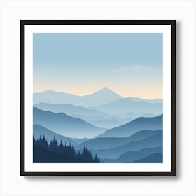 Misty mountains background in blue tone 41 Art Print