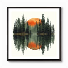 Sunset Over The Lake Art Print