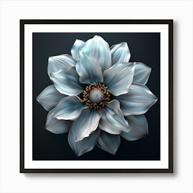 3d Rendering Of A Blue Flower Art Print