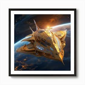 Spaceship In Space 3 Art Print