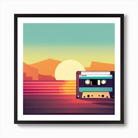 Retro Sunset Cassette 1990s Art Print