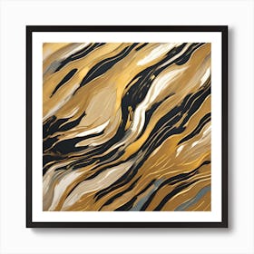 Gold And Black Abstract Painting Art Print