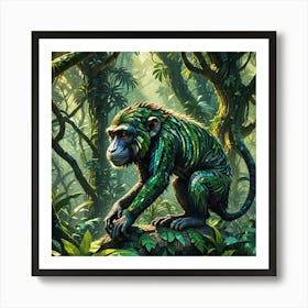 Monkey In The Jungle Art Print