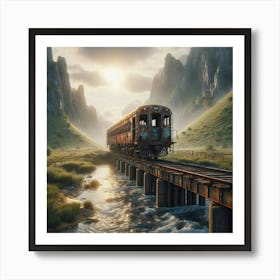 Train Crossing The River Art Print