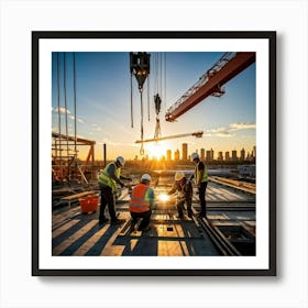 Construction Workers At Work 1 Art Print