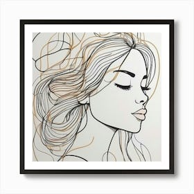 Line art Of A Woman 2 Art Print