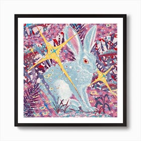 Blue Bunny Square Art Print