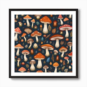 Mushrooms pattern 1 Art Print