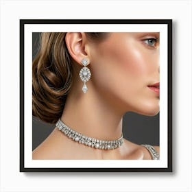 Woman Wearing Diamond Earrings Art Print