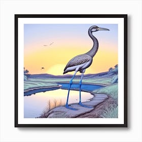 Heron At Dusk Art Print