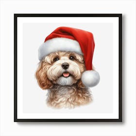 Dog In Santa Hat Art Print