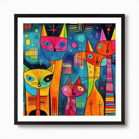 Cats On The Wall Art Print