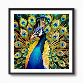 Vibrant Peacock Painting Art Print