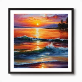 Sunset Over The Ocean 25 Art Print