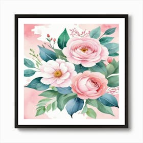 Watercolor Roses 1 Art Print