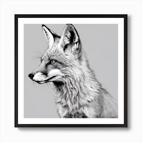 Fox Drawing Art Print