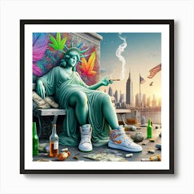 Statue Of Liberty Smoking Marijuana Art Print