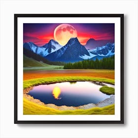 Full Moon In The Mountains 10 Art Print