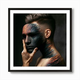 Man With Paint On His Face Art Print