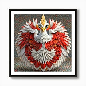 Gallina Roja Y Blanca Exibiendo Plumaje Art Print