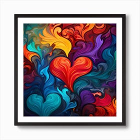 Abstract Colorful Heart Art Print