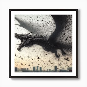 Black dragon Art Print