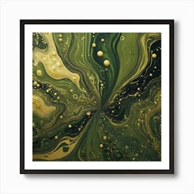 olive gold abstract wave art 3 Art Print