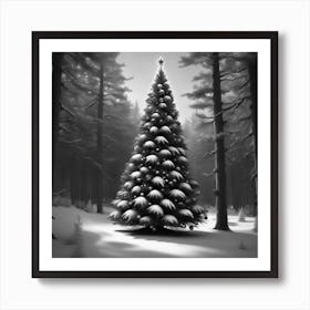 Christmas Tree In The Snow 4 Art Print