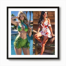 Two Women In Bikinis 7 Art Print