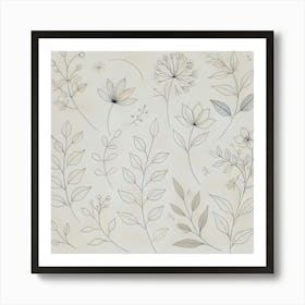 Botanical Line Art Printed Art A Minimalist And Elegant Depiction Of Botanical Elements In Line Art, Perfect For Bringing A Sophisticated Nature Inspired Touch To Any Space Printed Art Art Print