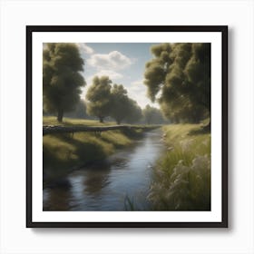 Stream In A Field 2 Art Print