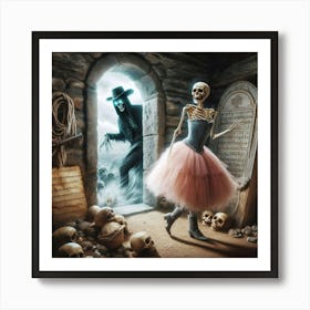 Skeletons In The Graveyard Art Print