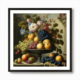 Fruit & Flowers Baroque Style 04 Art Print