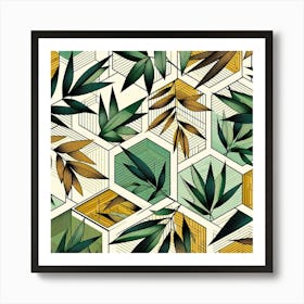 Geometric Art Bamboo leafs 2 Art Print