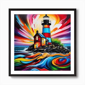 Rainbow Lighthouse 1 Art Print