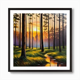 Sunset In The Woods 23 Art Print